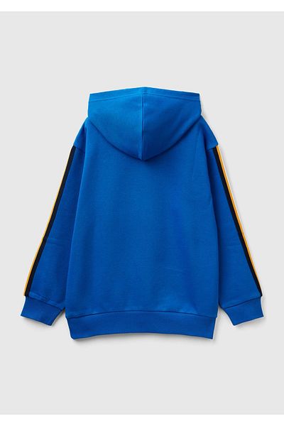 United Colors of Benetton Boy's Saks Blue Sweatshirt with Stripe Detail on Sleeves