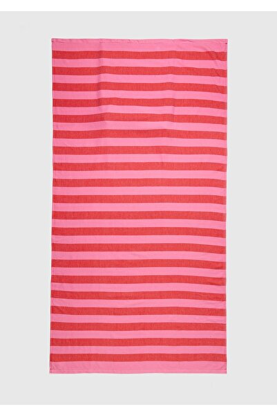 United Colors of Benetton Γυναικεία ροζ 100% βαμβακερή ριγέ πετσέτα θαλάσσης ...