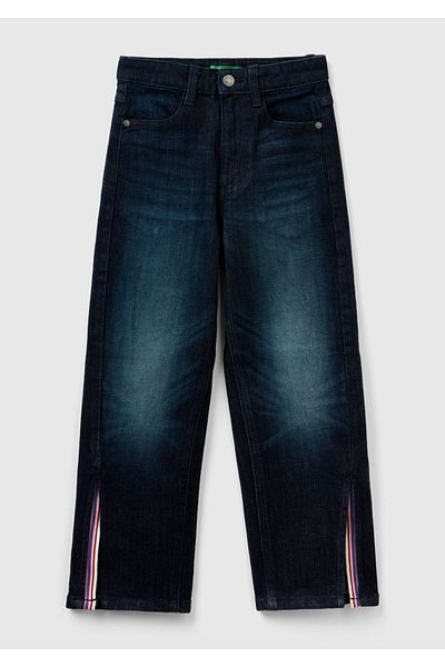 United Colors of Benetton Girl's Denim Trousers - Slit Detailed Leg