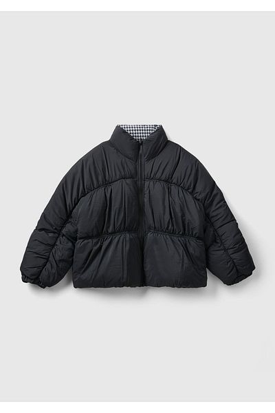 United Colors of Benetton Black Double Sided Pufa Coat for Girl