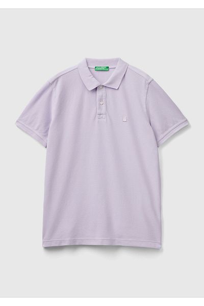 United Colors of Benetton Tricou polo cu mânecă scurtă liliac pentru bărbați