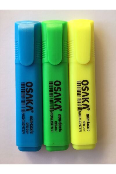 Osaka Fosforlu Kalem Seti 3'lü Fosforlu Renkler