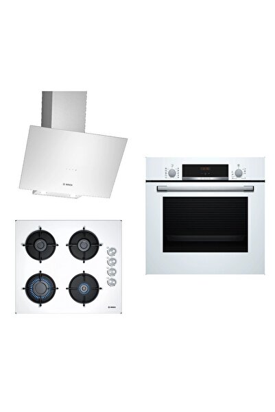 Bosch Beyaz İnci 3 Lü Ankastre Set (HBF514BW1T - POP6C2O10O - DWK64PJ20T)