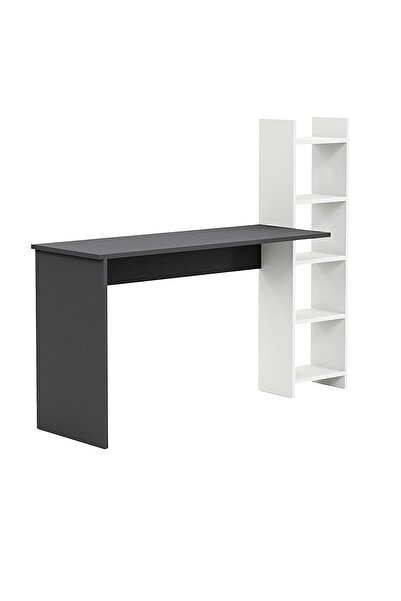 interGO Kitaplıklı Fonksiyonel Çalışma Masası - Antrasit Gri - Beyaz