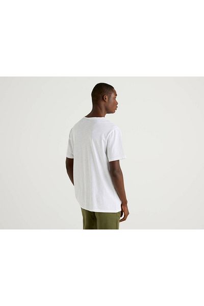 United Colors of Benetton Μπλουζάκι Benetton V-Neck - Slub Fabric