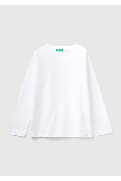 United Colors of Benetton تي شيرت أبيض أساسي للأولاد