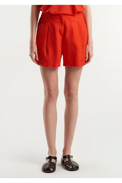 United Colors of Benetton Red Linen Short Shorts - Women