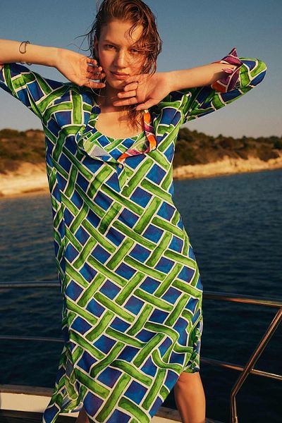 DeFacto Istanbul X Patterned Long Sleeve Breathable Beach Dress - Y1884az23hs