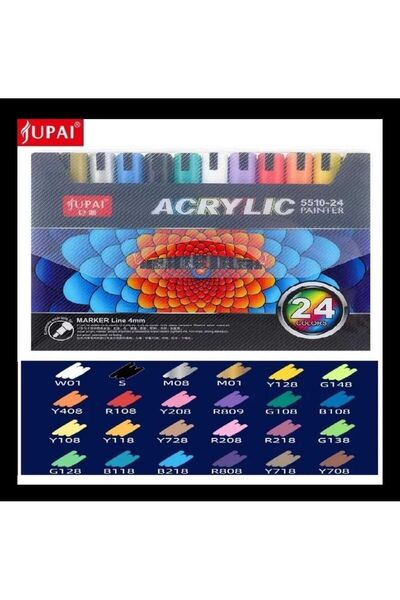 Genel Markalar JUPAİ ACRYLİC 5510-24 PAİNTER 24 COLOR MARKER LİNE 24 RENK AKR...