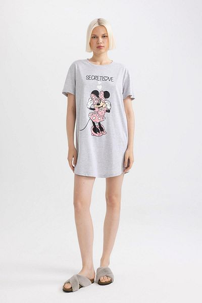 DeFacto Fall In Love Disney Mickey & Minnie Crew Neck Short Sleeve Nightgown B8742ax24sm