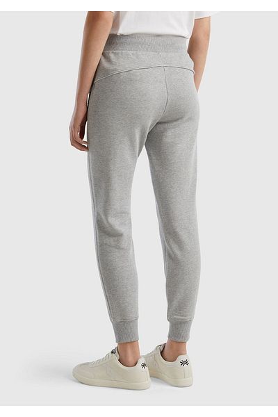 United Colors of Benetton Γκρι Melange Jogger Sweatpants για γυναίκες - 100% βαμβάκι, με τσέπες και κορδόνι στη μέση