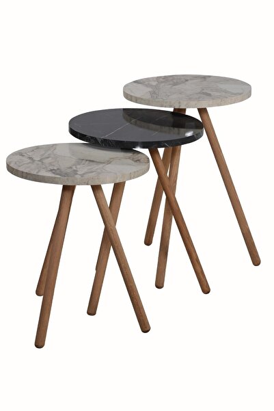 interGO Zigon Sehpa Ahşap Ayaklı Bendir Ve Efes