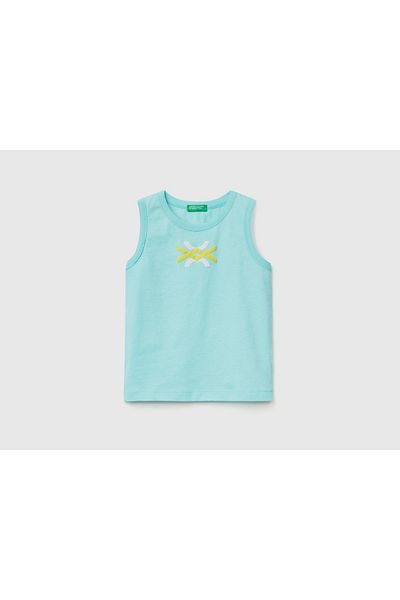 United Colors of Benetton Erkek Çocuk Su Yeşili Benetton Yazılı Atlet