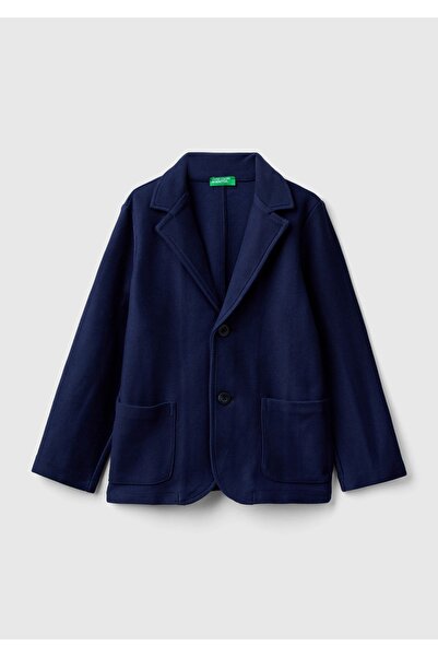 United Colors of Benetton Jachetă pentru băiat bleumarin - Închidere cu nastu...