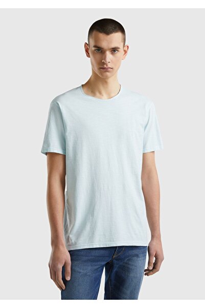 United Colors of Benetton Ανδρικό μπλουζάκι Water Green Slub - Crew Neck