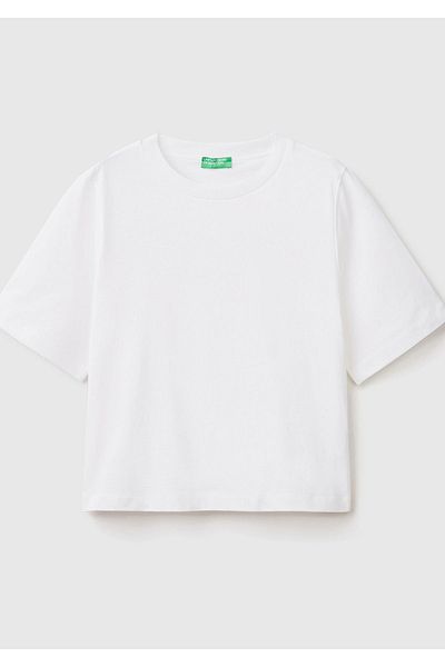 United Colors of Benetton Λευκό γυναικείο μπλουζάκι Koton Boxy Fit