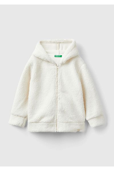 United Colors of Benetton Boy's Cream Color Sweatshirt - Label Detailed