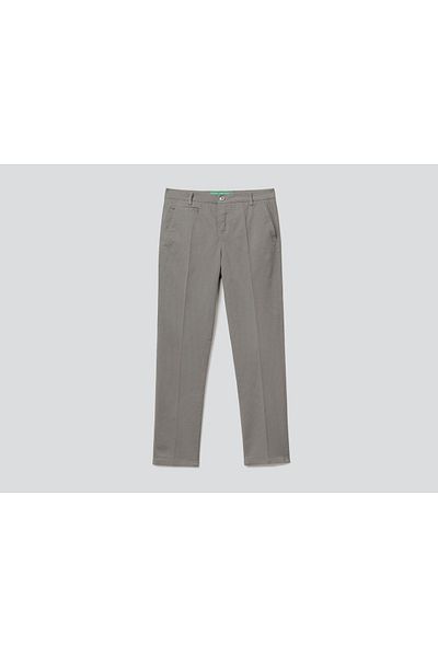 United Colors of Benetton Gray Elastane Women's Chino Pants - Basic Model