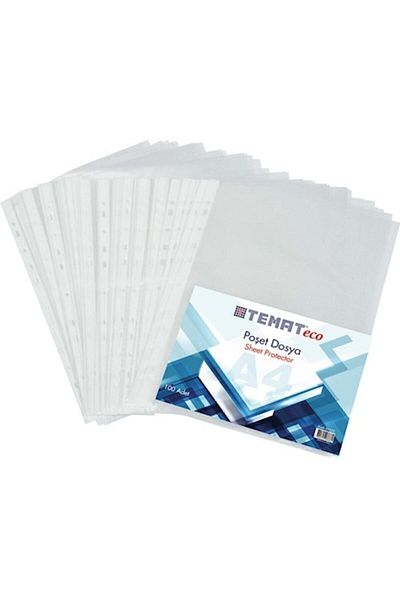 Mikro Temat Eco Perforated Bag Föy Transparent File 100 Pieces - Ds-453