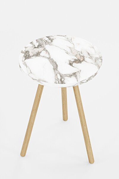 interGO Yuvarlak Yan Sehpa Ahşap Ayaklı Tekli Zigon Sehpa