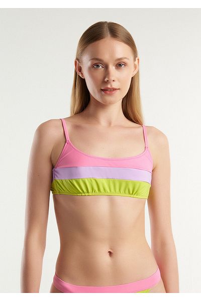 United Colors of Benetton Ροζ Mix Block Ρυθμιζόμενη μπλούζα μπικίνι - Δέσιμο και λουράκι