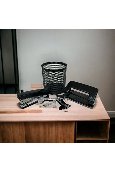 Mas Office Set - Staple Machine - Puncher - Staple Wire - Wire Remover - Pen Holder
