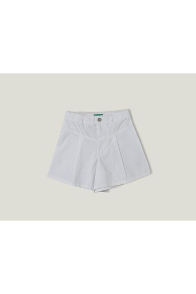 United Colors of Benetton Weiße Bermudashorts aus Popeline mit verstellbarer Taille für Mädchen Weiß