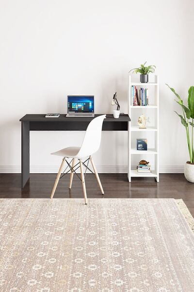 interGO Kitaplıklı Fonksiyonel Çalışma Masası - Antrasit Gri - Beyaz