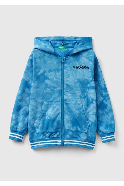 United Colors of Benetton Hanorac cu glugă cu dungi albastre pentru băiat