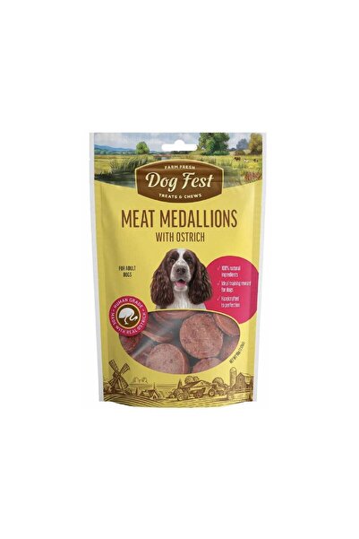 Dog Fest ميداليات طازجة من المزرعة مع لحم النعام 90 جرام