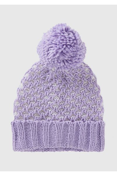United Colors of Benetton Beretă pentru fetiță cu pompon liliac