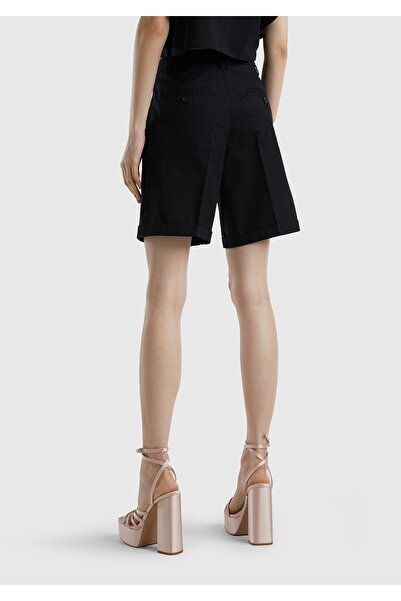 United Colors of Benetton Kadın Siyah %100 Koton Chino Bermuda