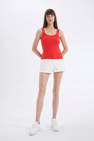DeFacto Slim Fit Slim Fit U Neck Rib Basic hladké tílko C0095Ax24Sm