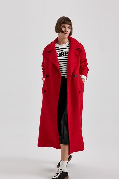 DeFacto Relaxed Cut Red Stamp Coat - B3477Ax23Wn