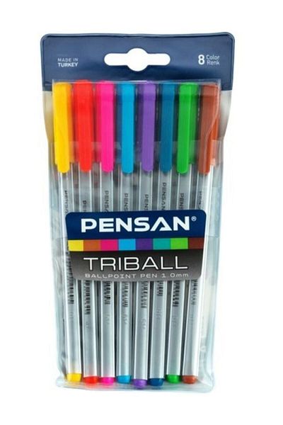 Pensan Ballpoint Triball 1mm Colored 8 Piece Set 01003