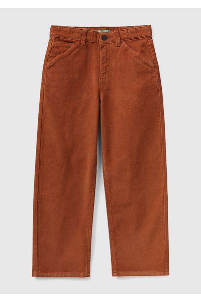 United Colors of Benetton Boy's Thin Corduroy Dark Beige Velvet Pants