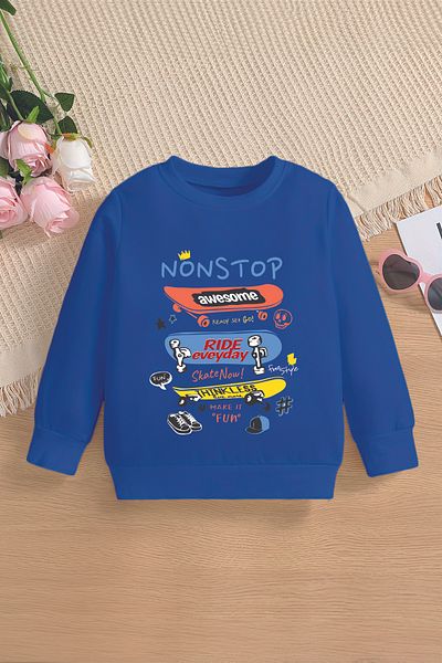 MYADA Стил Nonstop Ride - ежедневен детски суитшърт с качулка и принт 14563