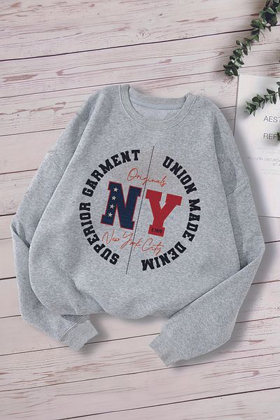 MYADA Детски суитшърт с качулка Trend Premium Oversize - с принт NYC NewYork City 13642