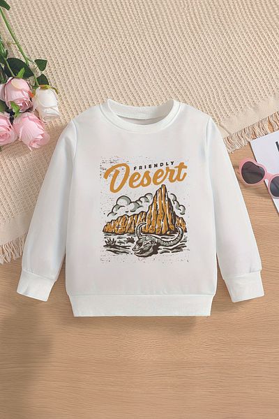 MYADA Style Premium Desert - Детски суитшърт с принт на пустинен вятър, голям размер 14297