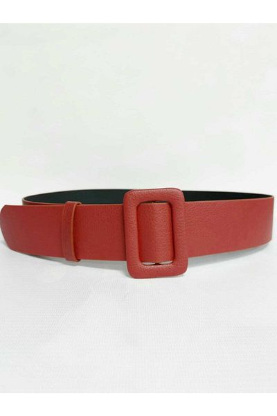 Kemerix Women's Red Leather Look Waist Belt