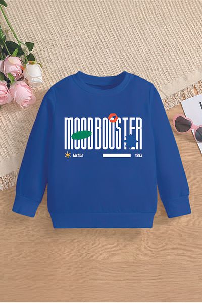 MYADA Детски суитшърт Moodbooster 1993 с щампа и полар - голям размер - с качулка 15640