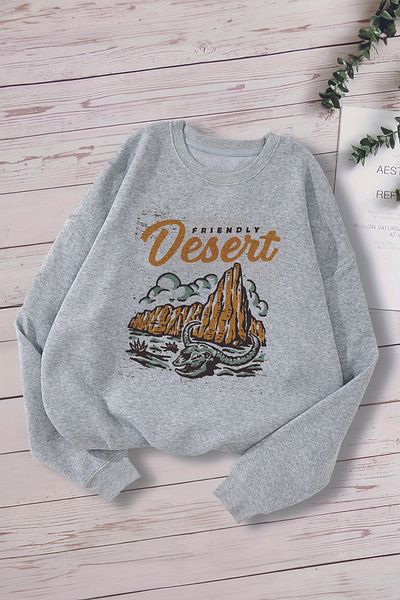 MYADA Style Premium Desert - Детски суитшърт с принт на пустинен вятър, голям размер 14297
