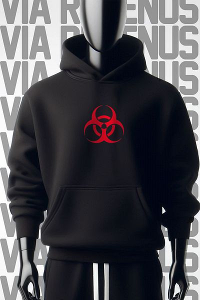 Vordevia Danger Skull 3 Thread Wide Fit - Μπροστινό και πίσω εμπριμέ φούτερ με μαύρη κουκούλα