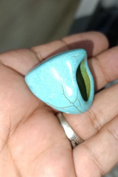 TAŞÇIZADE Turquoise Stone Heart Model Ring - Crimped