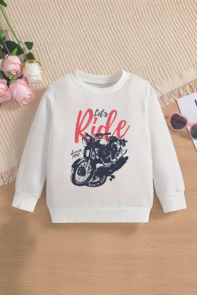 MYADA Hanorac pentru copii cu glugă supradimensionat cu imprimeu pentru motociclete - Noul sezon Let's Ride 13605