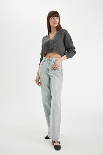 DeFacto Pletený Cardigan s výstřihem do V. Regular Fit