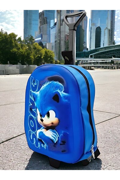 Tezzgelsin Kirpi Sonic Anaokulu Kreş Çekçekli 3d Baskılı 2-6 Yaş Tekerli Seyahat Valizi Sırt Ve Okul Çantası