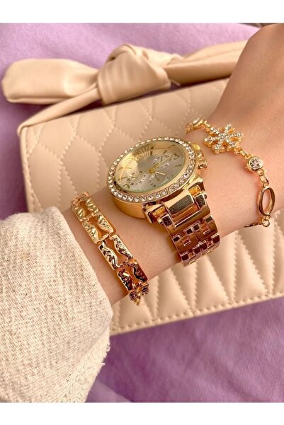 Leerybee Gold Color Stone Women's Wristwatch (bracelet is not included)