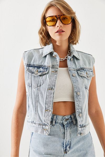 Bianco Lucci Vestă de damă din denim cu patru buzunare - 11030 60251790
