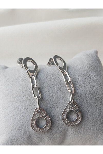Siya Silver Zirkon Taşlı Kanca Model Sallantılı Kadın Küpe